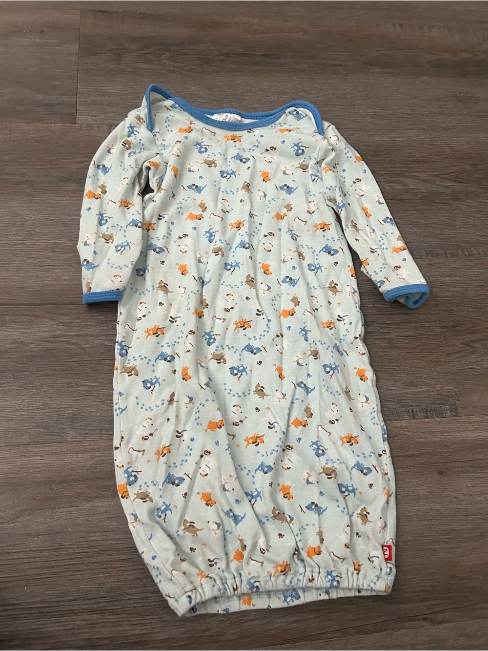 Baby Sleep Gown - Light Blue Puppy Print